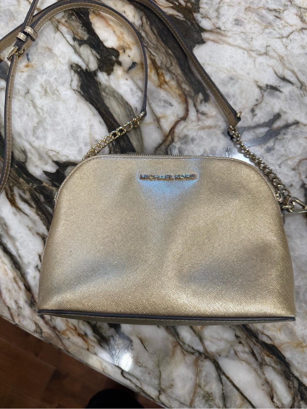 Michael Kors Metallic Gold Dome Crossbody Bag